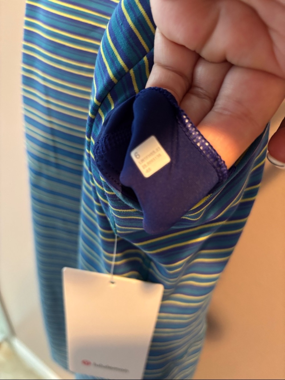 LULULEMON ALIGN APRON DRESS *JACQUARD in VARIATED STRIPE TWICE BLUE SZ 6 NWT - Picture 10 of 10